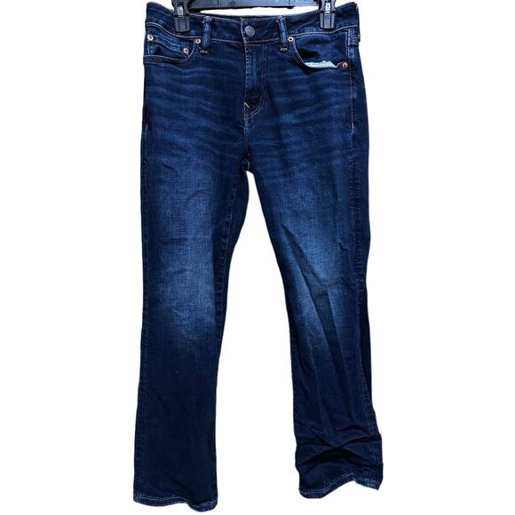 American Eagle Men Jeans Size 30 Dark Wash Blue Denim Original Bootcut - Picture 1 of 7